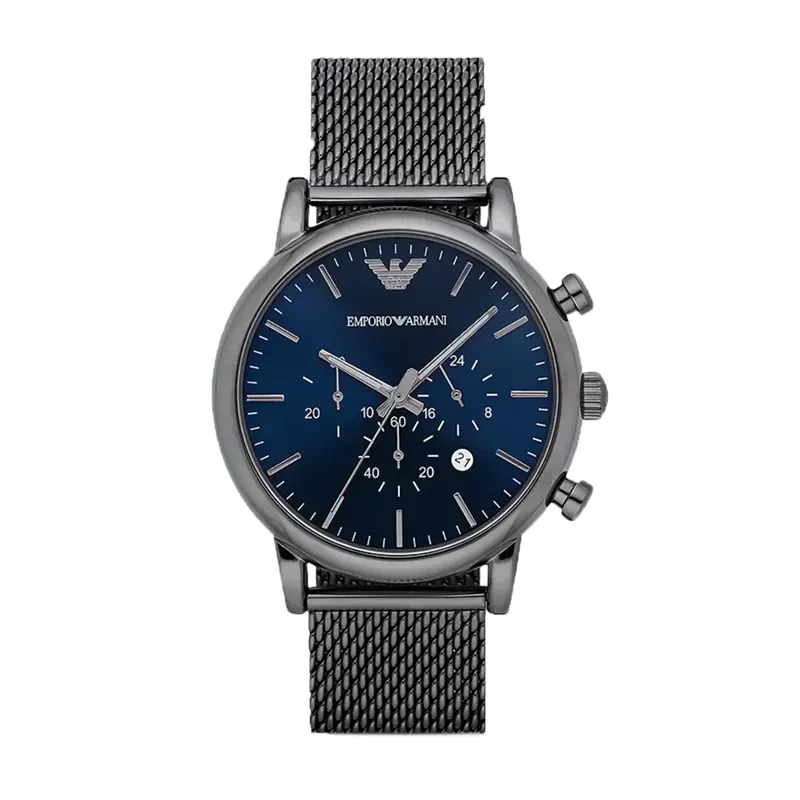 Emporio Armani Luigi Blue Dial Mash Strap Men's Watch- AR1979
